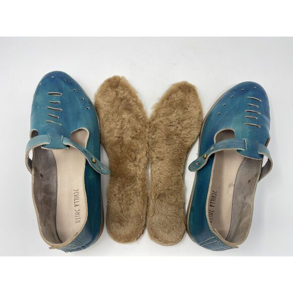 Sevilla Smith Ignacio T-strap Shoe Cebu Blue Leather Shearling Insert Size 42 EU - Picture 9 of 12